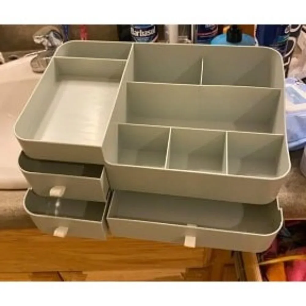 New Makeup Organizer for Vanity, Large Capacity Desk Organizer with Drawers